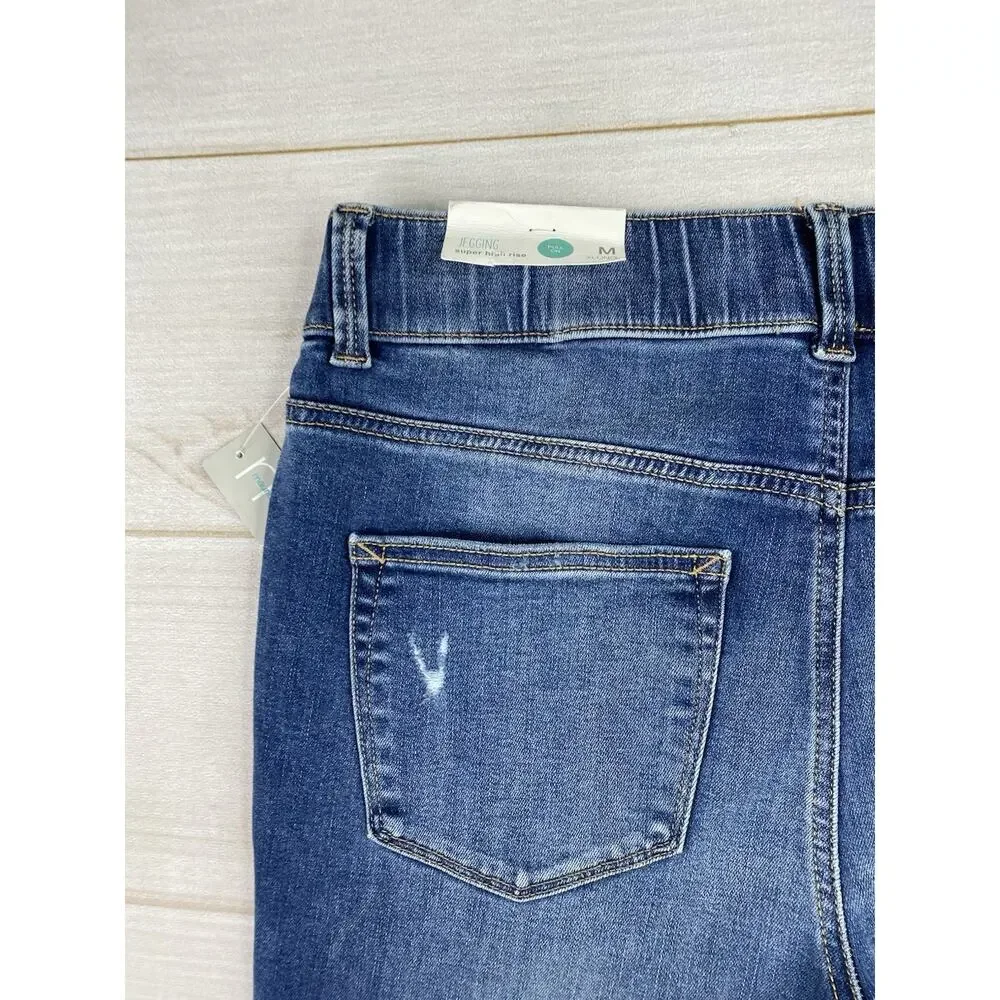 Maurice's Jeans Womens M XLong Pull On Super High Rise Jeggings Dark Wash NWT